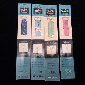 Dresses Or Necklines Talon Nylon Coil Zippers Pink Blue Green 12" & 14"